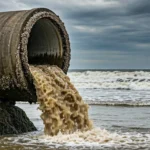 sewage pipe pushing effluent nto the sea